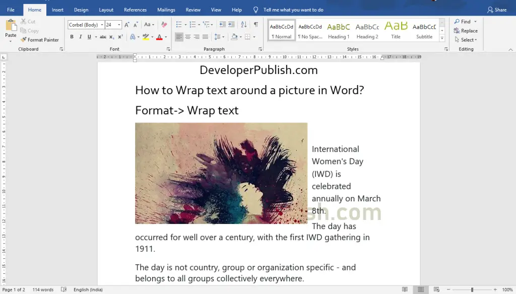 How to Wrap text around a Picture in Word?
