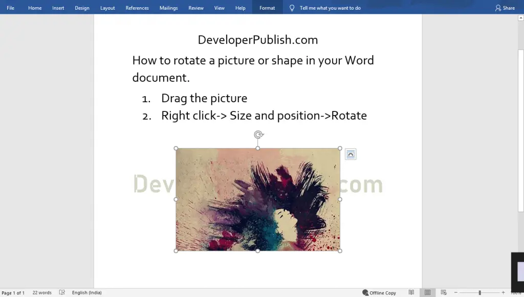 How to Rotate a Picture or Shape in Word?