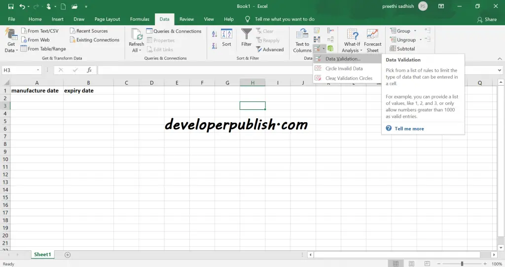 Date Validation in Microsoft Excel