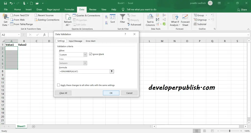 Custom Data Validation rules in Microsoft Excel