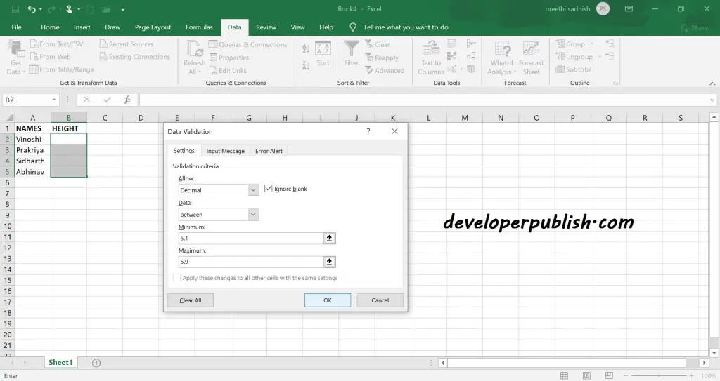 Restrict Data to Number or Decimal in Microsoft Excel 