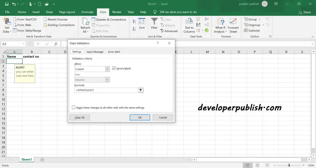 Custom Data Validation rules in Microsoft Excel