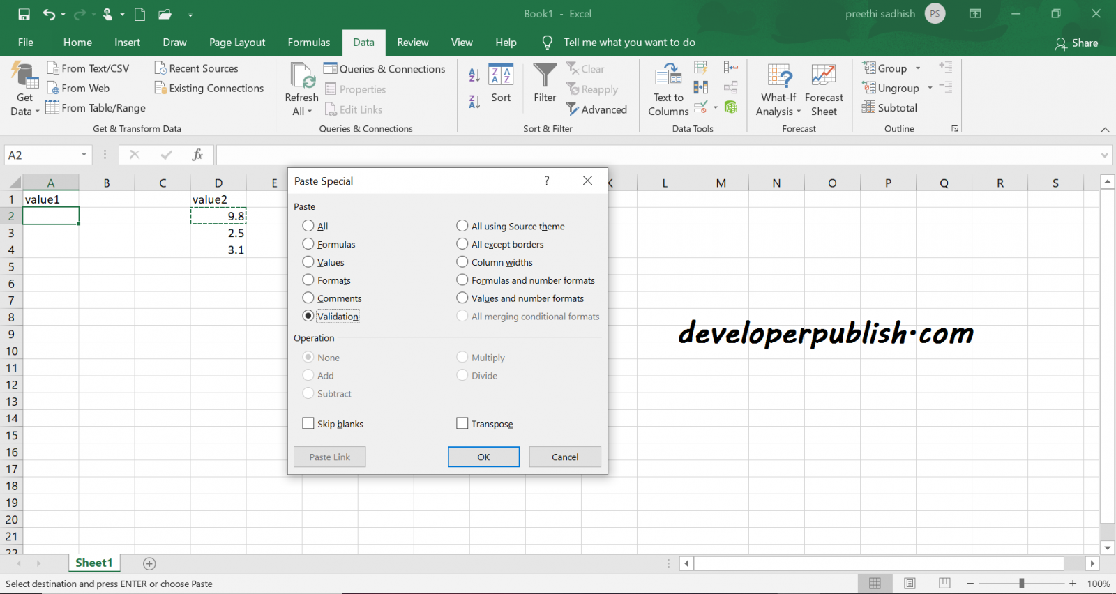 Excel Multiple Cell Validation Rules