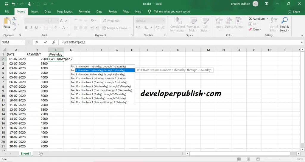 Check Weekend in Microsoft Excel