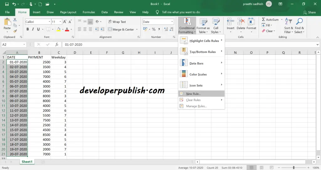 Check for Weekend in Microsoft Excel