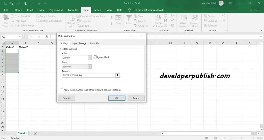 Custom Data Validation rules in Microsoft Excel