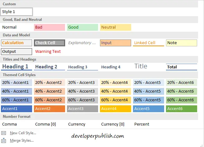 Cell Styles in Excel