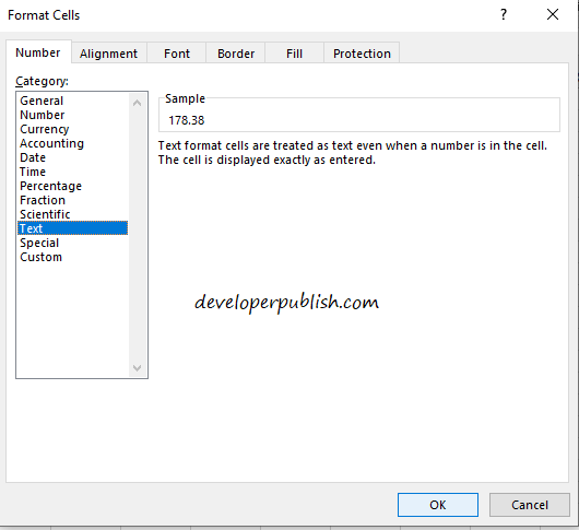 Numbers to Text Formatting in Excel