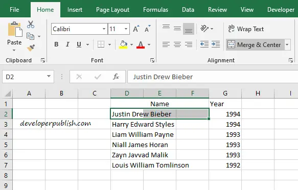 how to quickly merge cells in excel
