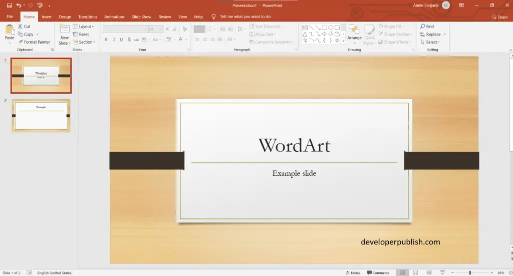 Insert WordArt in Microsoft PowerPoint