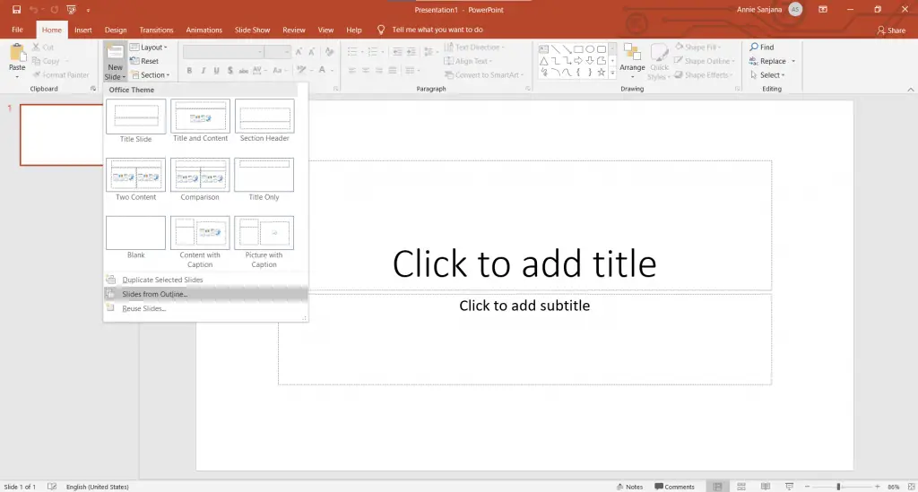 How to Create a PowerPoint presentation from an outline ?