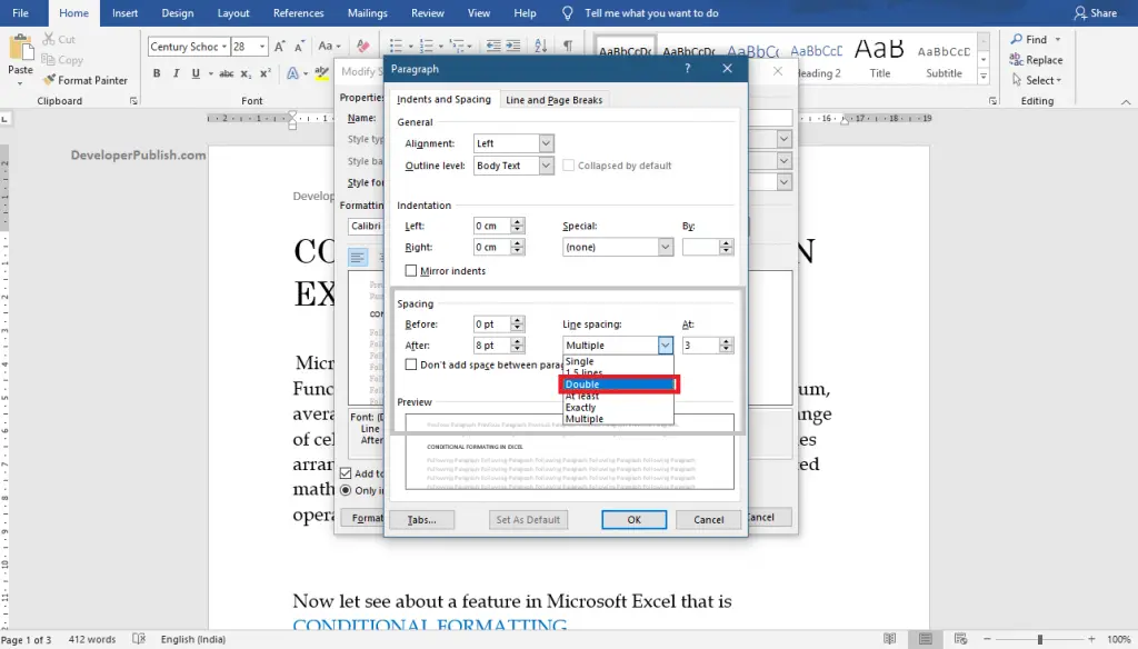 how to double space in microsoft word on a mac probook