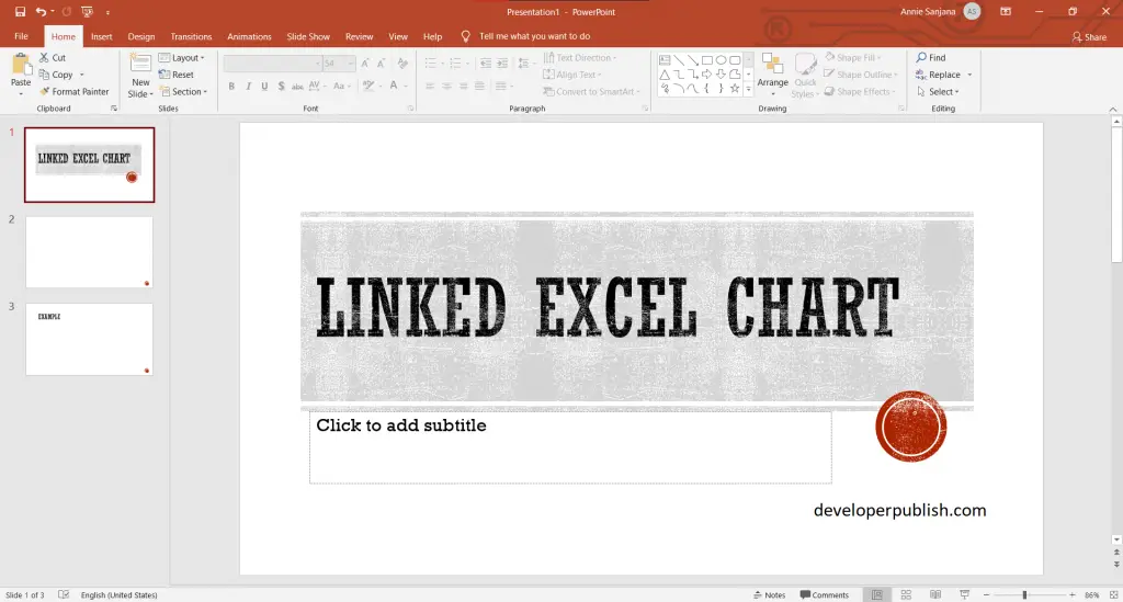 Insert a linked Excel chart in PowerPoint