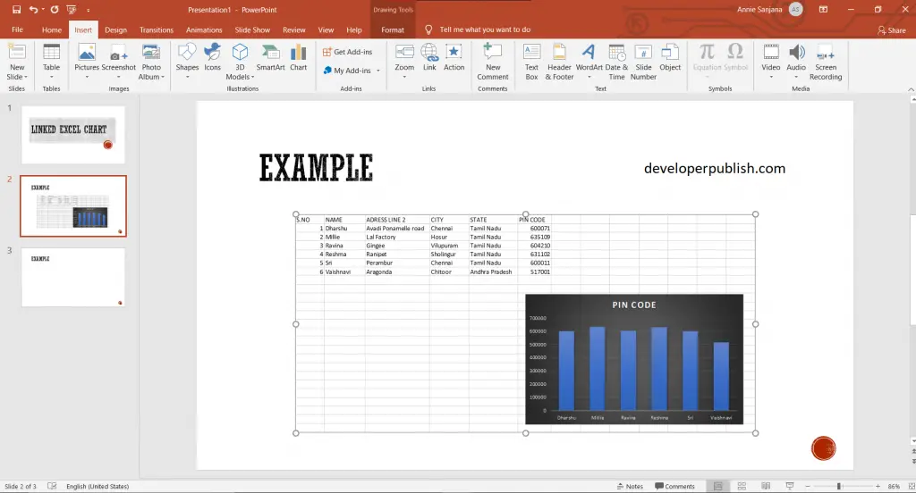 Insert a linked Excel chart in PowerPoint