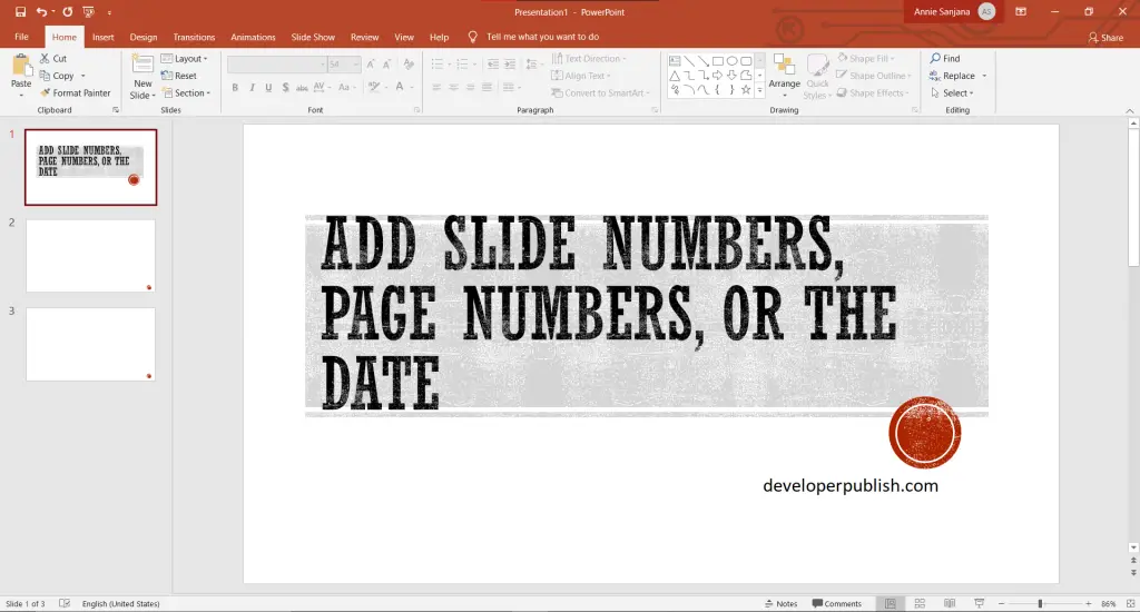 How to add slide numbers, page numbers, or the date in PowerPoint?