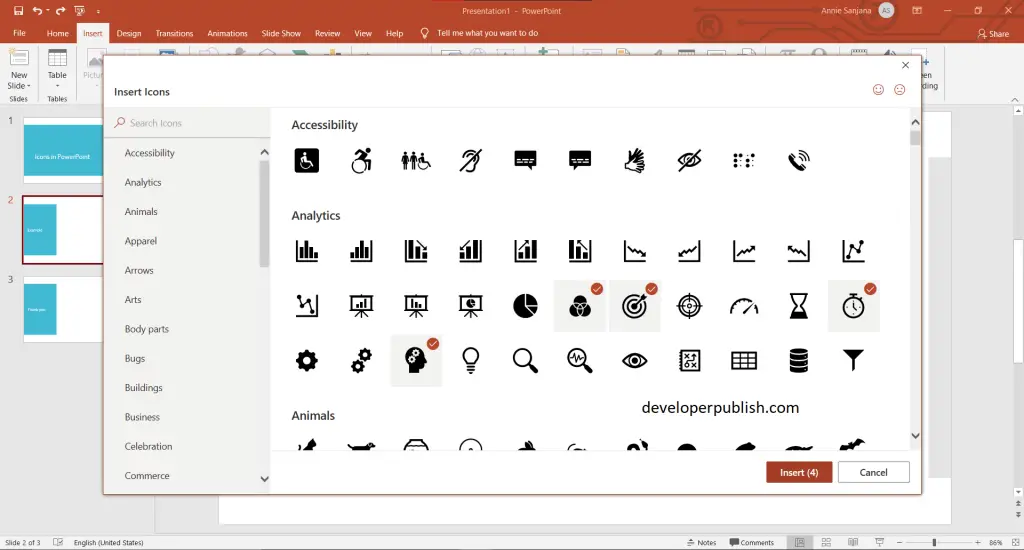 Insert Icons in PowerPoint