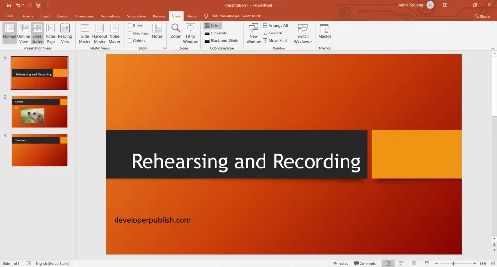 Rehearsing and Recording your Presention