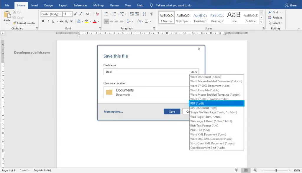 How to Save a document using Screen Reader in Word?