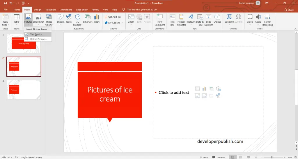 Insert a picture in PowerPoint