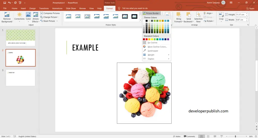 Apply artistic effect to picture in PowerPoint