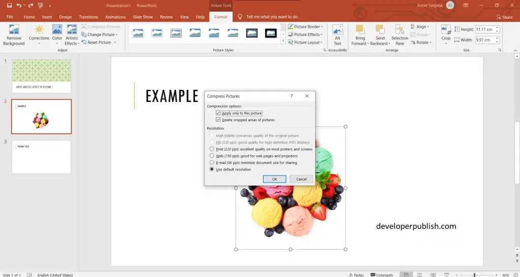 Apply artistic effect to picture in PowerPoint