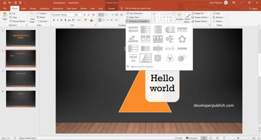 Add SmartArt to a slide in PowerPoint
