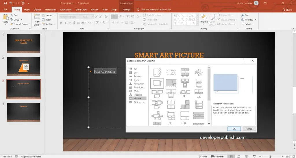 Add SmartArt to a slide in PowerPoint