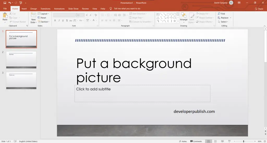 Put a background picture on your slides in PowerPoint