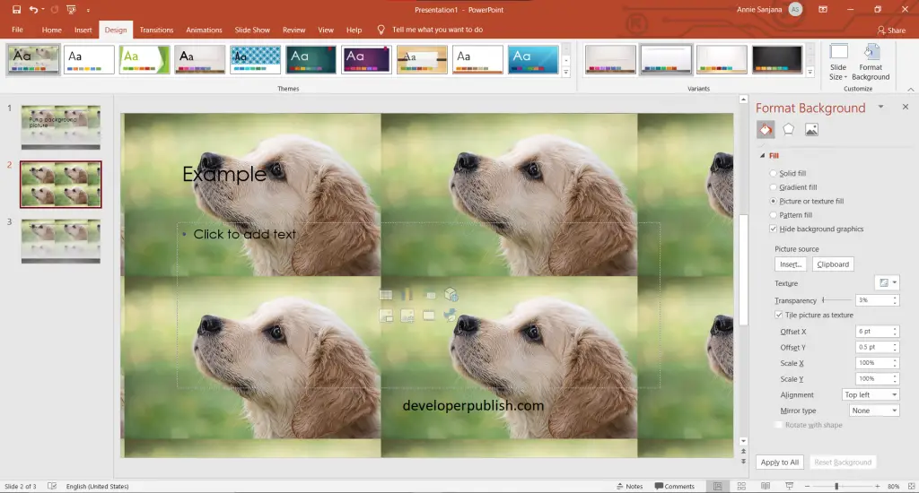 Put a background picture on your slides in PowerPoint