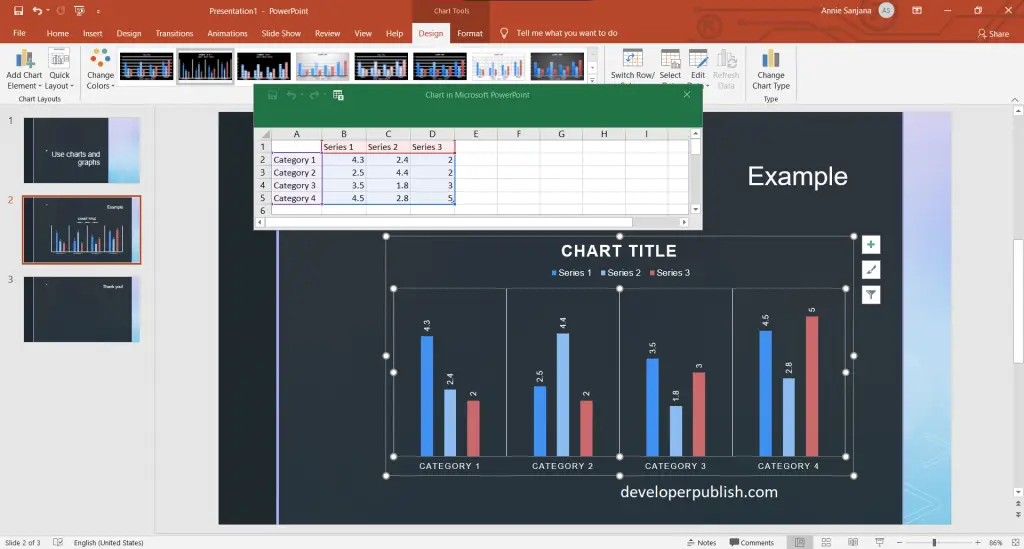 Use charts and graphs in your presentation