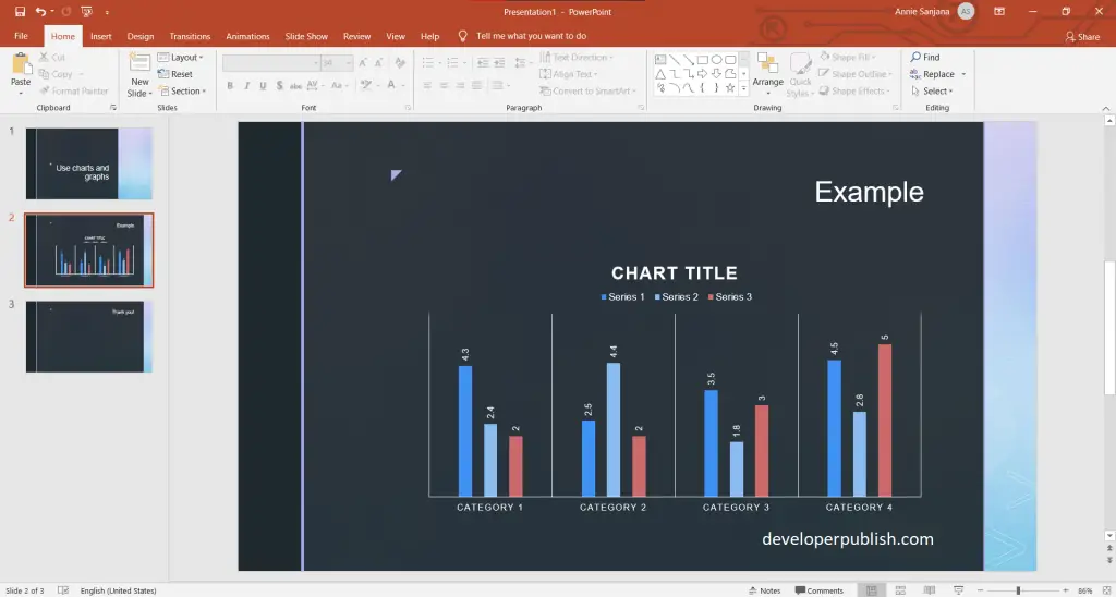 Use charts and graphs in your presentation