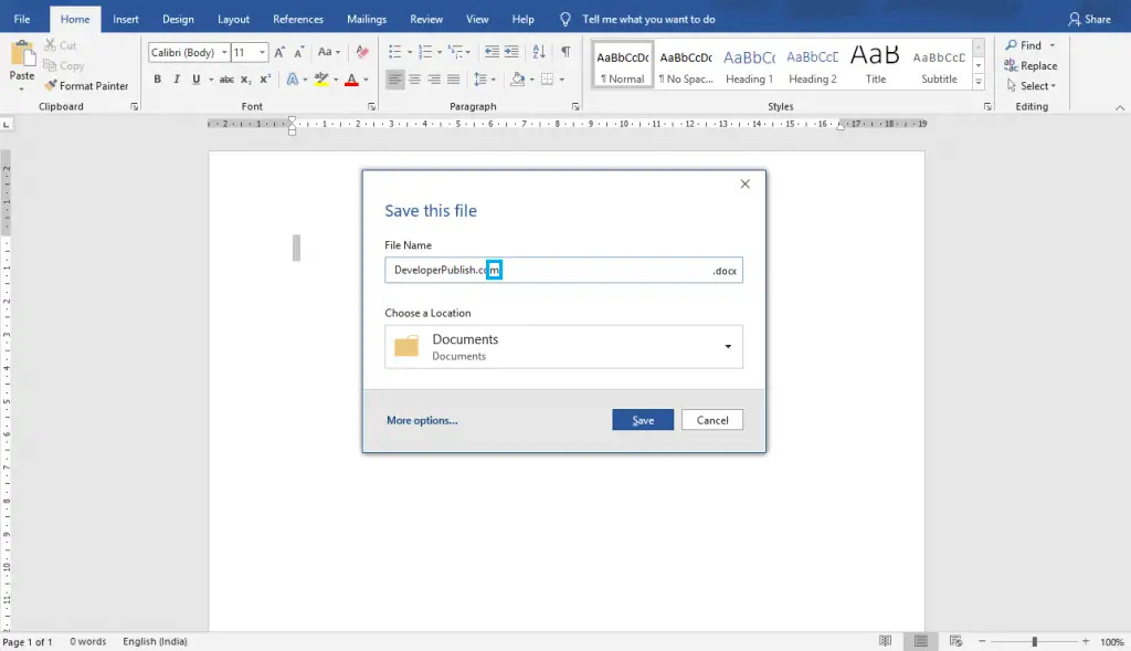 How to Save a document using Screen Reader in Word?