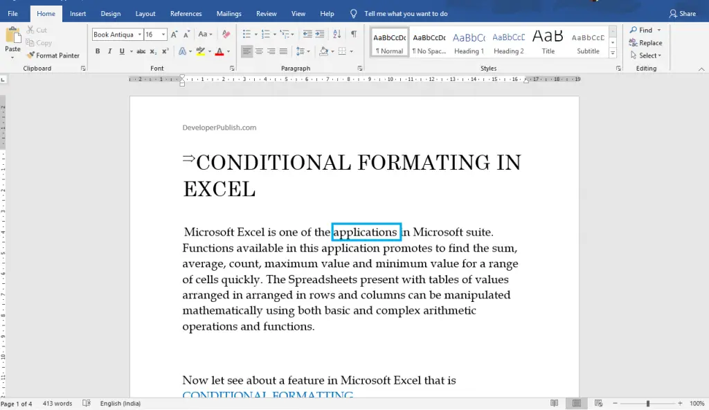 How to Read a document using Screen Reader in Word?