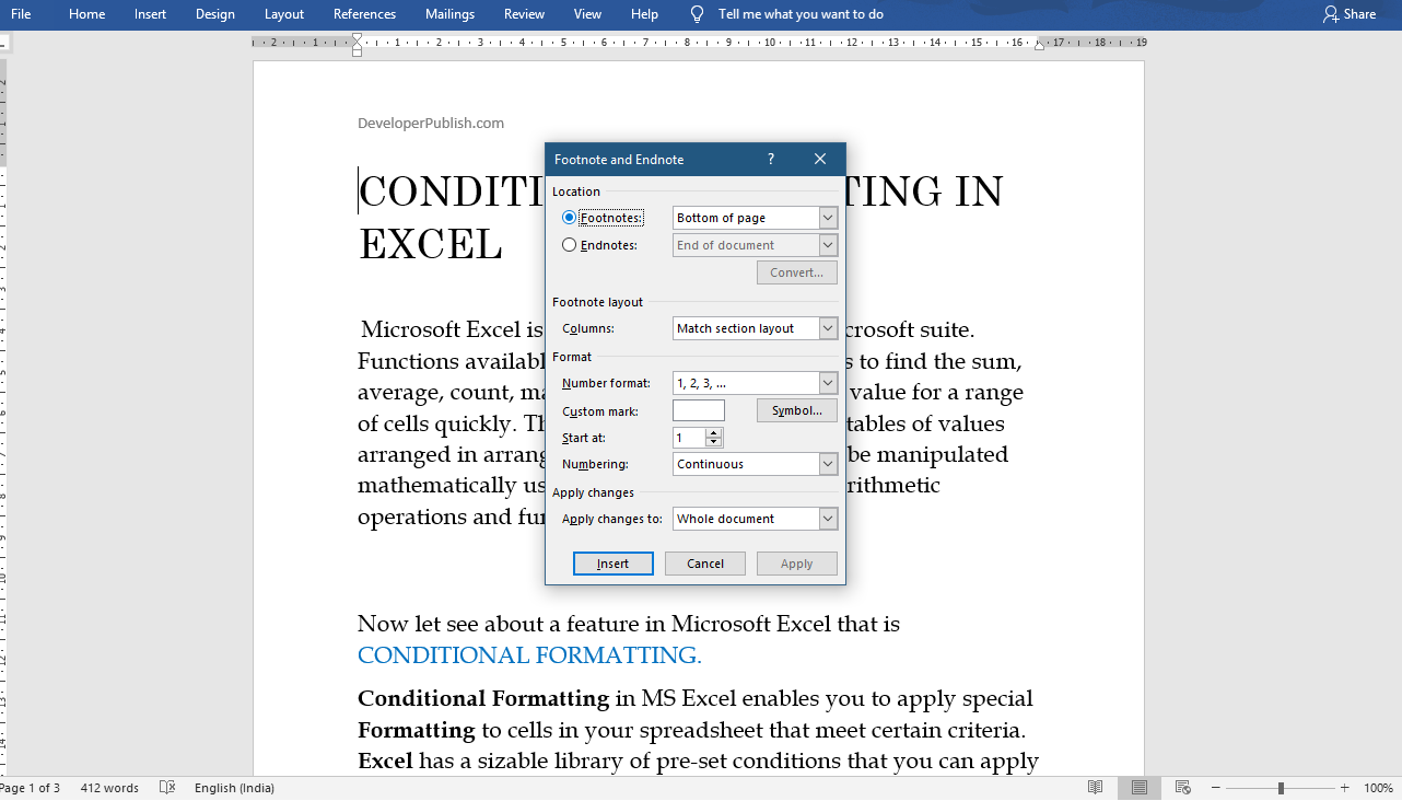 How to Insert Footnotes and Endnotes in Word ? Word Tutorials