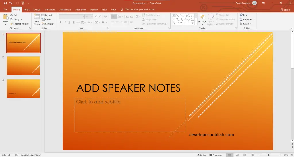 add notes to powerpoint