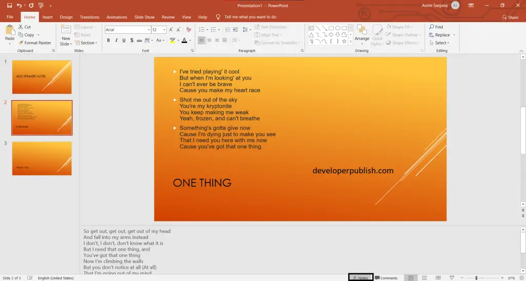 Add speaker notes to your slides in PowerPoint