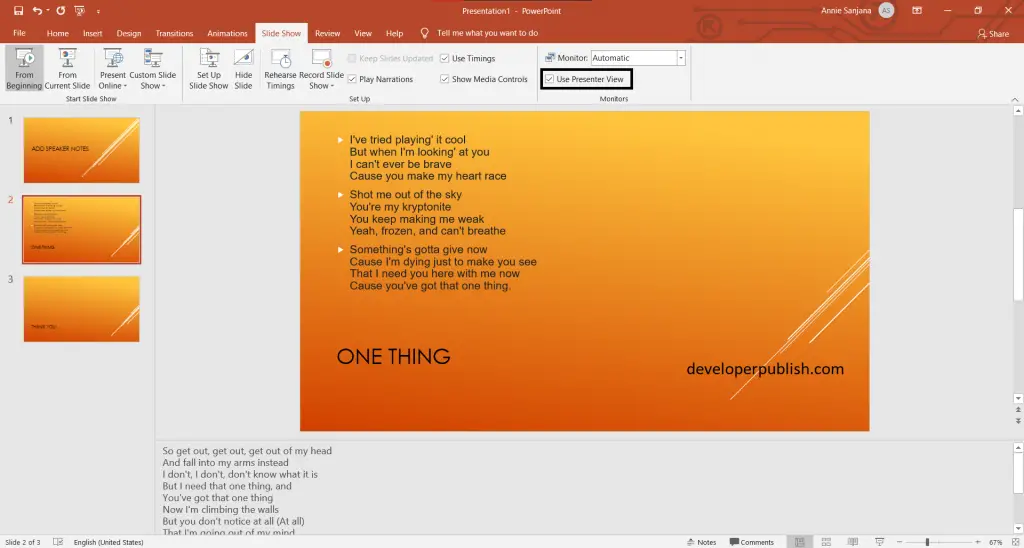 Add speaker notes to your slides in PowerPoint