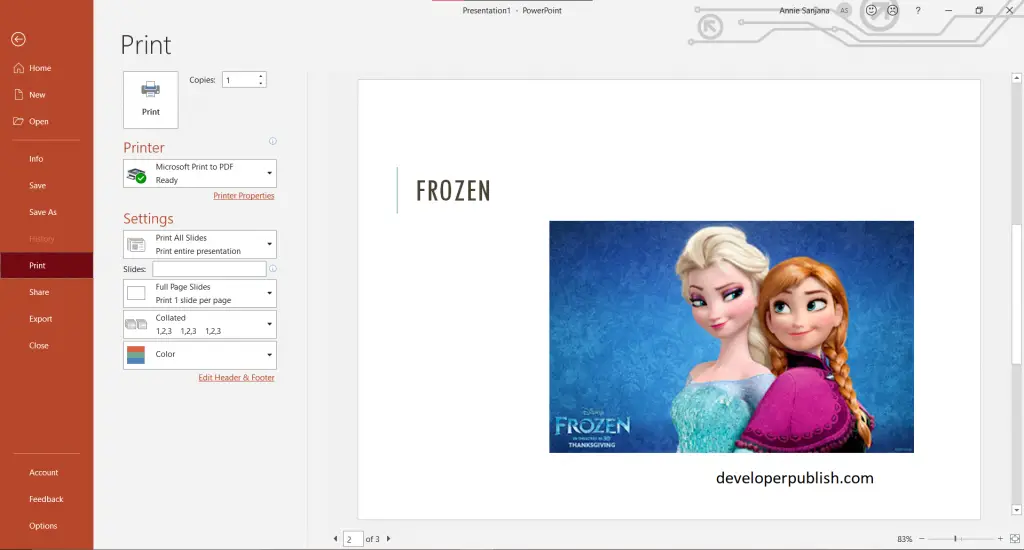 Print your PowerPoint slides, handouts, or notes