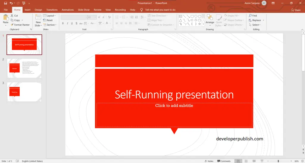 create a self running presentation