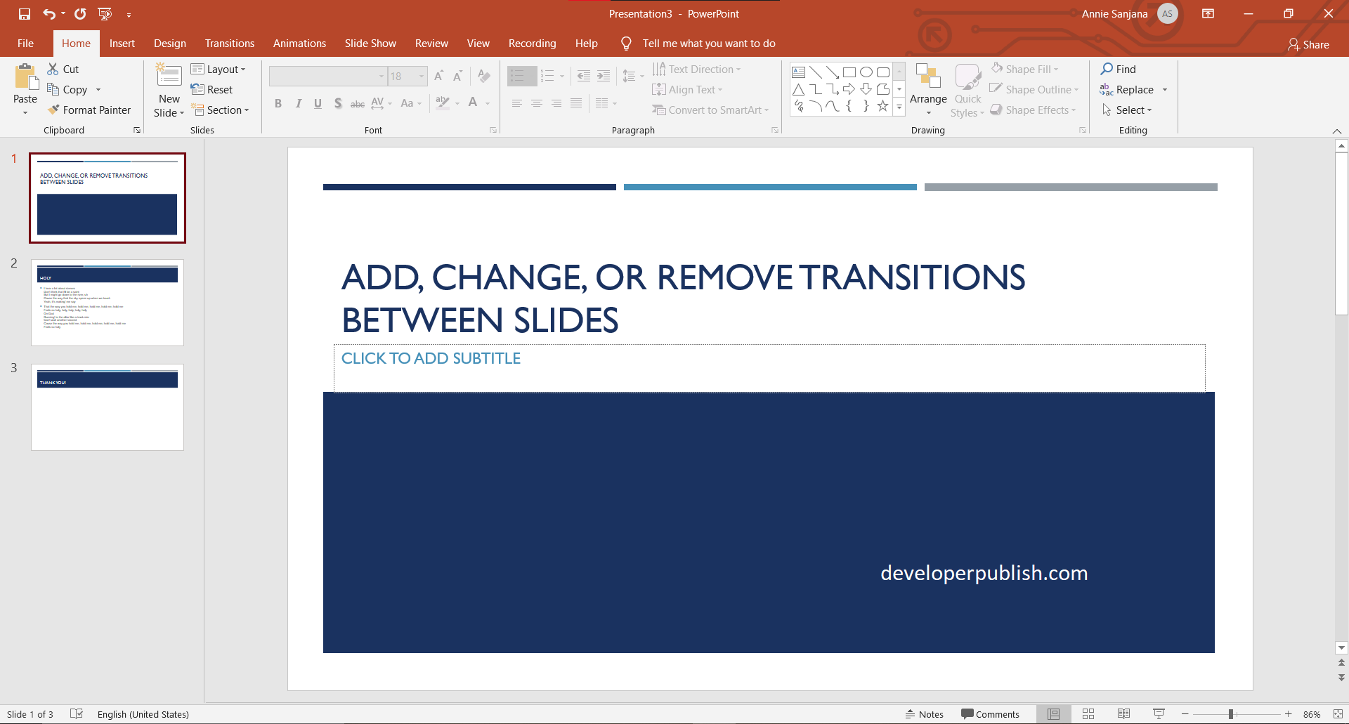 transitions microsoft powerpoint 2016