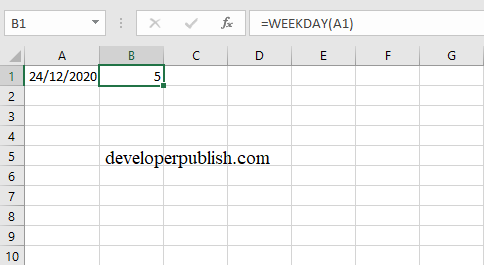 WEEKDAY function in Excel