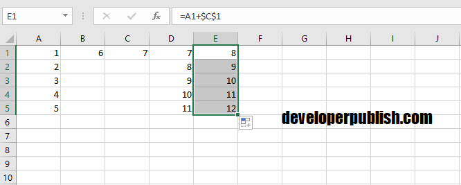 Mixed reference in Excel