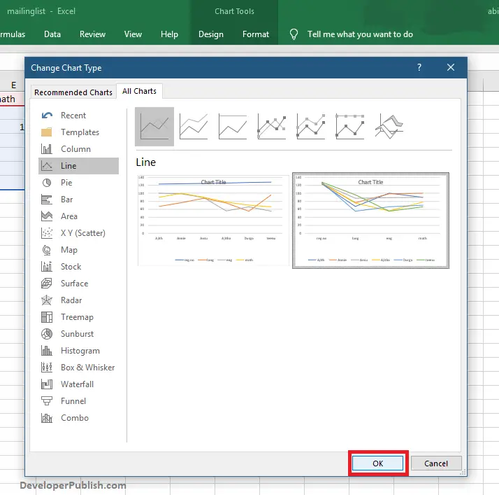 How to Change the Chart type in Excel?