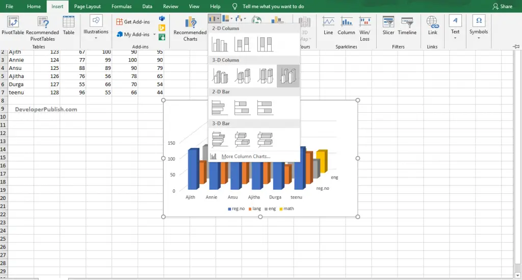 How to Create a Column Chart in Excel?