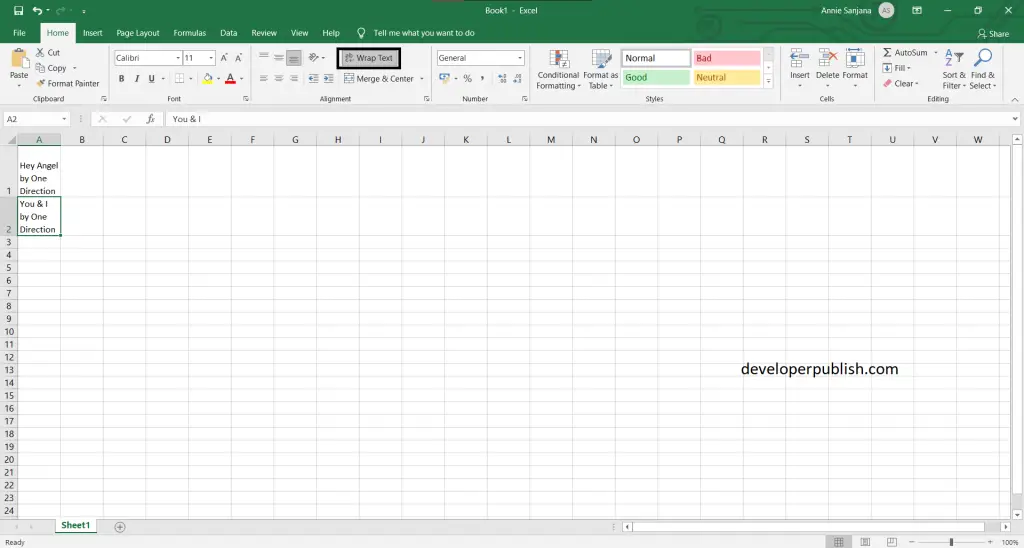 How to Enter multiple lines in a single cell in Excel?