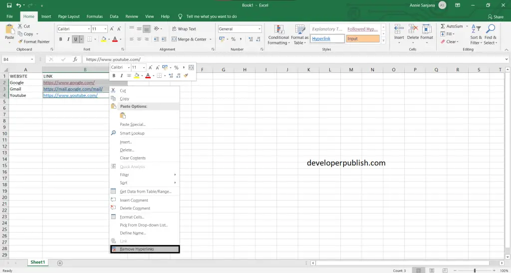 How to Remove Multiple hyperlinks from Excel Worksheets quickly?