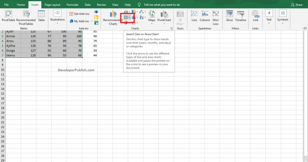 How to Create an Area Chart in Excel?