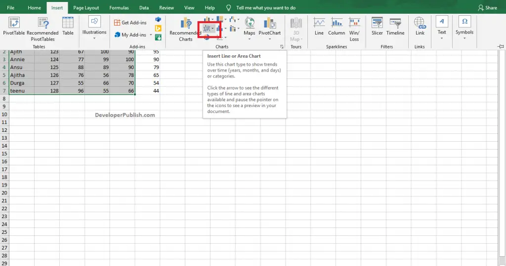 How to Create an Area Chart in Excel?