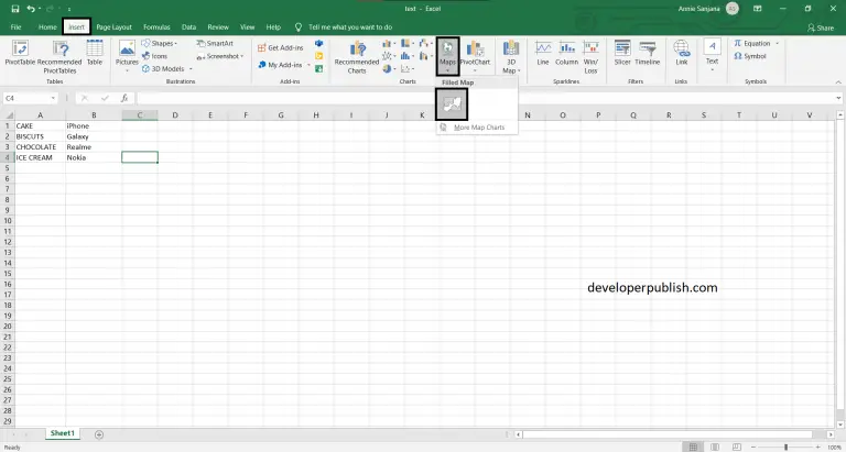 How to insert maps in excel developerpublish tutorials