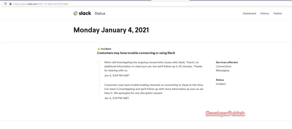 Slack is Down : Starts the New Year with outage